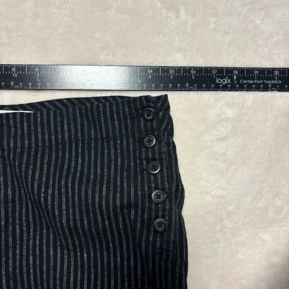 Sundance Womens Sierra Straight Leg Linen Pants Size‎ 6 Black White Pinstripe - Picture 6 of 10